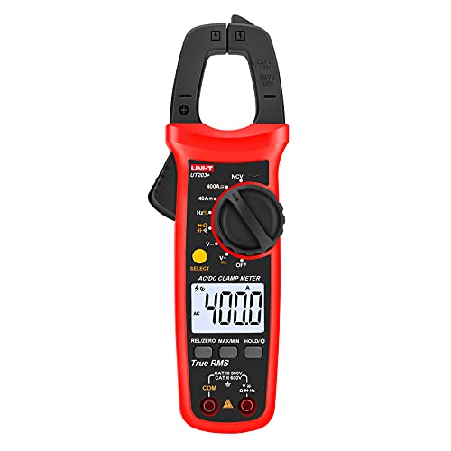 UNI-T Digital Clamp Meter UT203+, AC Current True RMS HVAC Volt Amp Ohm Meter Clamp On Multimeter, Auto Ranging 4,000 Counts NCV AC DC Voltage Frequency Resistance Capacitance Continuity Diode Tester - size: UT203+