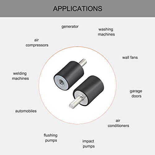 uxcell M6 Male Female Rubber Mounts,Vibration Isolators,Shock Absorber 20mm x 25mm 8pcs - size: M6x20mmx25mm