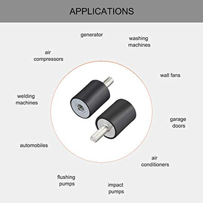 uxcell M6 Male Female Rubber Mounts,Vibration Isolators,Shock Absorber 20mm x 25mm 8pcs - size: M6x20mmx25mm