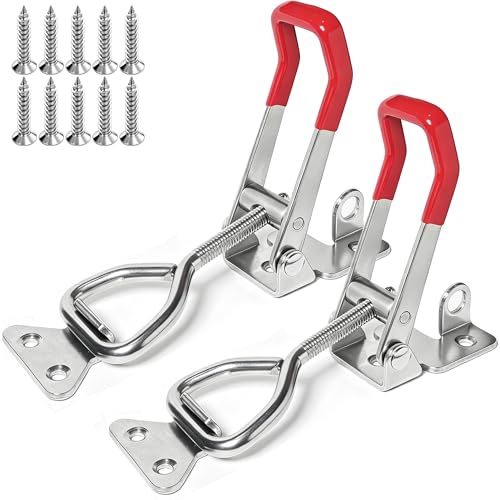 2 Pack Toggle Latch 4003 Adjustable 304 Stainless Steel Toggle Clamp Latch, 1320Lbs Holding Capacity Heavy Duty Toggle Latches for Smoker Lid Jig Freezer Door Cooler Box Case Trunk Draw Chest - size: 4003