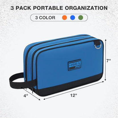 HISEA Small Tool Bag 3 Pack, 12 Inch Tool Pouch with 2 Compartments - color: Green, Orange, Blue