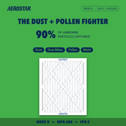 Aerostar Air Filter 21 1/2 x 23 1/2 x 1 MERV 8 Furnace Filter, 6 Pack