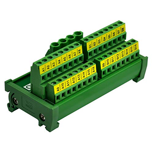 Screw Terminal Block Power Distribution Module (2x16 Position, DIN Rail Mount) - size: 2x16 Position, style: DIN Rail Mount