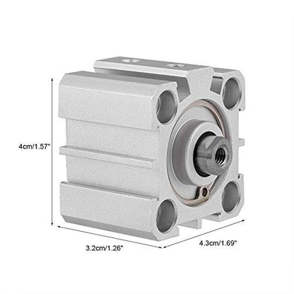 Pneumatic Air Cylinder SDA25 10, 25mm Bore 10mm Stroke Aluminum Double Acting Linear Actuator with ISO Mounting for Industrial Automation, Robotics and OEM Machinery