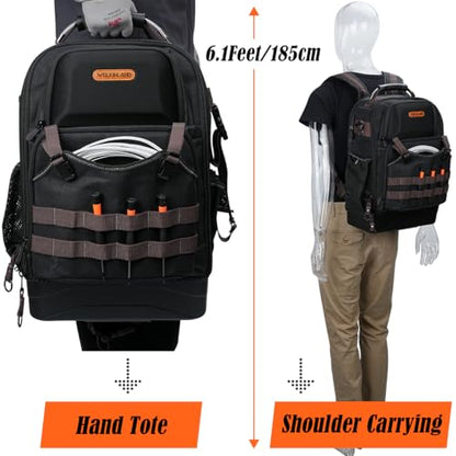 WELKINLAND 76Pockets Electrician Tool Backpack, Canvas Electrician Backpack