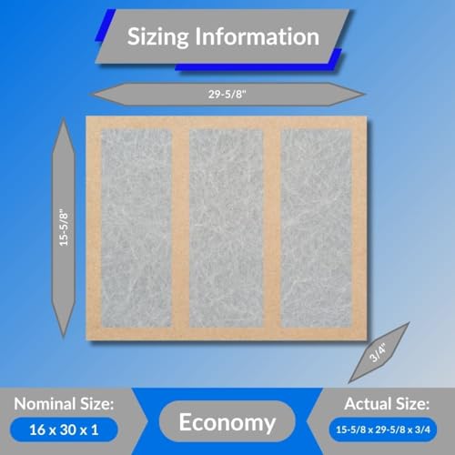 16x30x1 Fiberglass Air Filters, 6-Pack, AC & Furnace, Glasfloss - size: 16x30x1