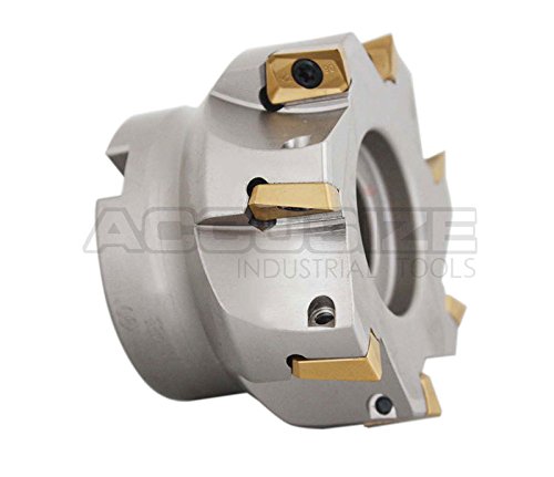 Accusize Industrial Tools 3'' by 1'' 90 Deg Square Shoulder Indexable Face Mill with 7 Pcs Apkt1604 Carbide Inserts, Nickel Plated Body, 4508-0018 - size: 3 in, style: no holder