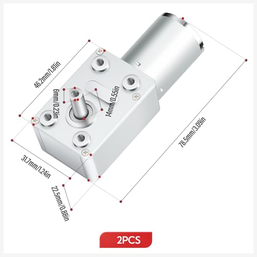 2PCS 24V 35RPM Gear Motor, 26.4W High Torque Rotation DC Motor, Small Worm Gear Motor - color: 24V, size: 35RPM