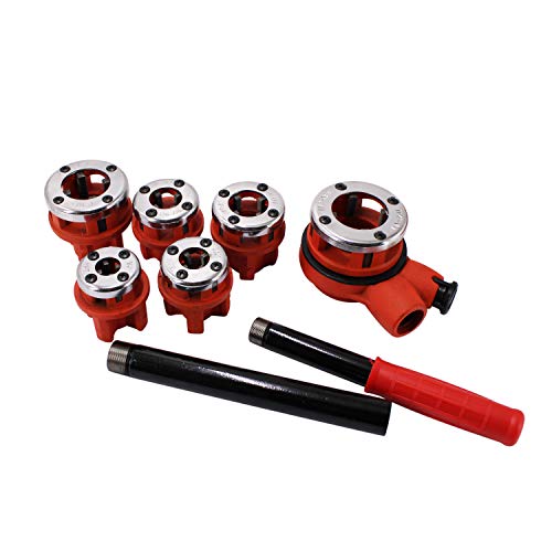 HFS(R Ratchet Pipe Threader Kit - Ratcheting Pipe Threading Tool Set with 6 Dies - size: with 6 Dies
