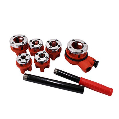 HFS(R Ratchet Pipe Threader Kit - Ratcheting Pipe Threading Tool Set with 6 Dies - size: with 6 Dies