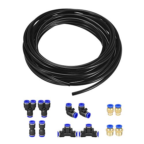 uxcell Pneumatic Air Hose Tubing Black with Connect Fitting Kit - color: Black
