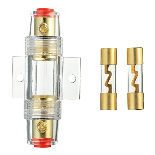 BOJACK 4-8 Gauge AWG in-line 60A AGU Fuse Holder with 60 Amp AGU Fuses for Car Audio, Alarm, Amplifier, Compressors, Waterproof Inline Fuse Holders (60A) - size: 60A