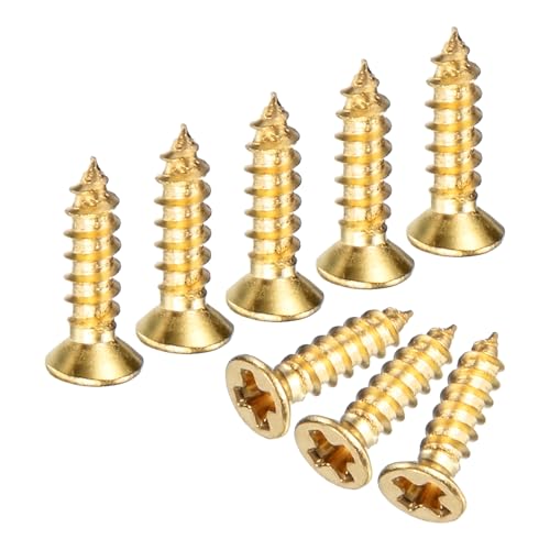 M METERXITY 100-Pack Brass Wood Screws, M2 x 8mm Phillips Flat Head Self-Tapping Screw Connector Fasteners for Door Hinges/Woodworking/Furniture Repair/Gardening/DIY Crafts Decorative Screws - size: M2x8mm