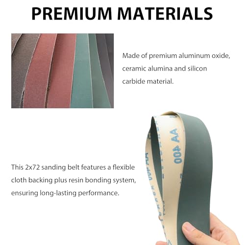 8 Pcs 2x72 Sanding Belts Assortment for Polishing - color: Alumina and Silicon Carbide, size: 60-1000 Grit