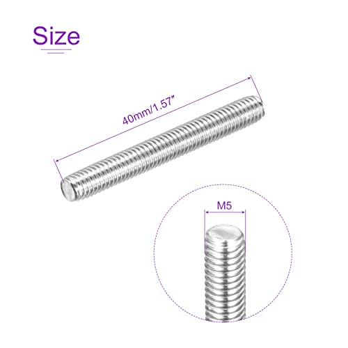 DMiotech 20 Pack M5 x 40mm Fully Threaded Rod 304 Stainless Steel Right Hand Threads Rod Bar Studs Clamps and U-Bolts - size: M5 x 40mm
