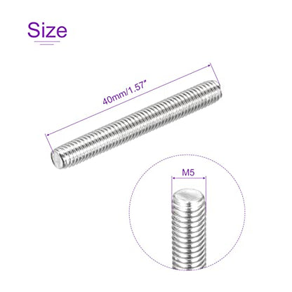 DMiotech 20 Pack M5 x 40mm Fully Threaded Rod 304 Stainless Steel Right Hand Threads Rod Bar Studs Clamps and U-Bolts - size: M5 x 40mm