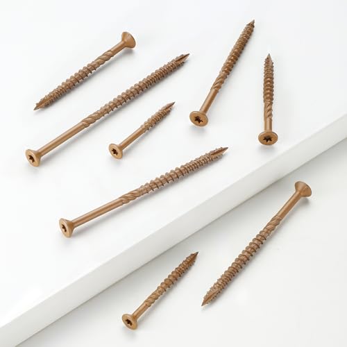 Deck Screws #6 x 1 Inch, 300 PCS Wood Screws Torx Drive Head for Outdoor Decking Wood Fence, Exterior Epoxy Coated Brown Finish with T15 Star Bit - size: #6x1"