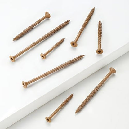Deck Screws #6 x 1 Inch, 300 PCS Wood Screws Torx Drive Head for Outdoor Decking Wood Fence, Exterior Epoxy Coated Brown Finish with T15 Star Bit - size: #6x1"