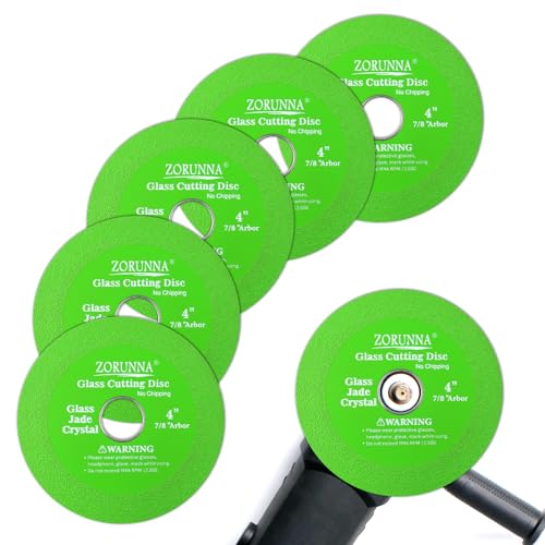 ZORUNNA 5Pcs 4" Glass Cutting Disc, Diamond Blade for Angle Grinder - size: 4"