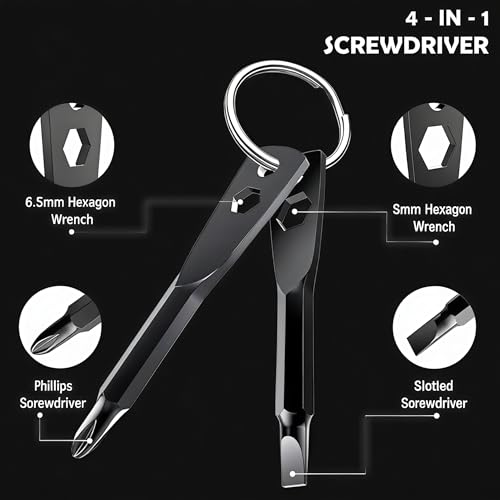 Stocking Stuffers for Men: 6-Piece Magnetic Screwdriver Set with 4-in-1 Keychain Tool | Includes Phillips & Flat Head | Non-Slip Grip for DIY & Home Repair | Practical Gift (Green & Black) - color: Green/Black