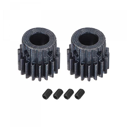 uxcell 1Mod 18T Pinion Gear 8mm Bore Hardened Steel Motor Rack Spur Gear with Step for RC Car Truck Buggy Gear Drive, 2 Set