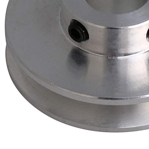 4.1x1.6x1.2cm Silver Aluminum Alloy 1.2cm Fixed Bore Single V-shape Pulley Wheel for Motor Shaft 0.3-0.5cm PU Round Belt - size: 41*12mm
