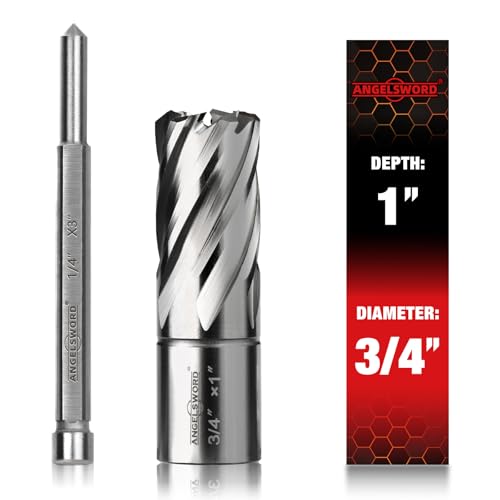 ANGELSWORD M2 HSS Annular Cutter,Diameter 3/4" x Depth 1",Mag Drill Bit - size: F. 3/4" Diameter, style: HSS 1" Cut Depth