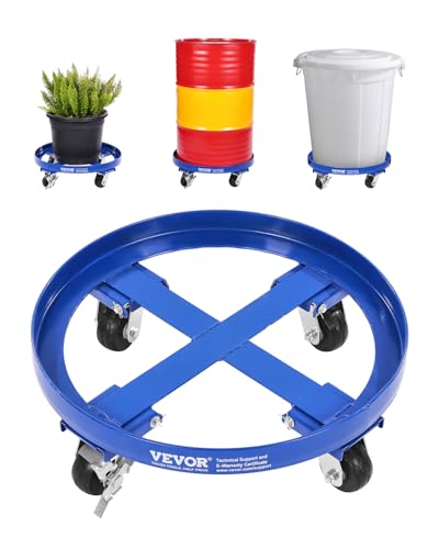 VEVOR 55 Gallon Drum Dolly, 2000 lbs Load Capacity, Heavy-Duty Barrel Dolly with Cross Braces and 4 Swivel Caster Wheels, Non Tipping Hand Truck Capacity Dollies for Warehouse Drum Handling, Blue - size: 1 PC, style: 4 Swivel-Blue