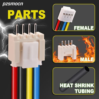 10 Sets/40 Pcs JST HY 2.0mm 4 Pin 22AWG Silicone Connector Kit - size: 4-Pin, style: JST-HY