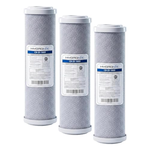 Hydronix CB-25-1005 Whole House RO & Drinking Systems NSF Coconut Carbon Block Water Filter 2.5 x 10-5 Micron (Pack of 3) - size: 2.5 x 10 inches (3 Pack)
