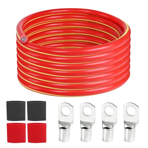 2 Gauge Battery Cable, 2 AWG CCA Wire 12 Feet Red - color: Red, size: 12 Feet Each w/o Cable Sleeve