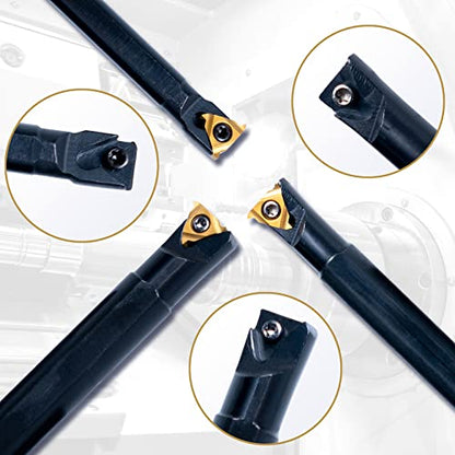 Lathe Turning Holders Threading Holder - Threading Tools Metal Lathe Cutting Tools 3pcs Internal Boring Bars SNR0008K11+SNR0010K11+SNR0012M11 with 3pcs Indexable Carbide Inserts for Lathe Tools - color: 3pcs SNR turning holders+3pcs inserts