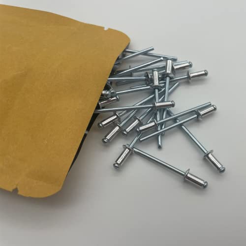 100 Pcs 1/8" x 1/4" Aluminum Pop Rivets, 3.2 x 6mm Silver Blind Rivets, Aluminum Grip and Steel Mandrel - size: 1/8" x 1/4"