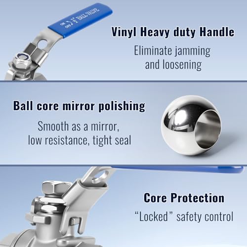 2 Pack 1 inch Ball Valves NPT Female 304 Stainless Steel Full Port Locking Ball Valve Handle, Heavy Duty Shut Off Valve for Home and Industrial (1 Inch) - size: 1 Inch