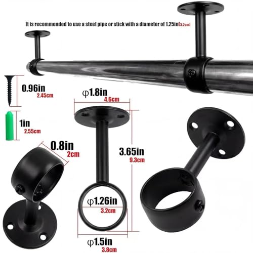 1-1/4 Inch 8 Packs Black Heavy Duty Stainless Steel Closet Rod End Supports Closet Pole Sockets Flange Rod Holder with Screws， Closet Rod Brackets (8 Packs 1-1/4 Inch clothes rod bracket) - color: 8 Packs 1-1/4 Inch clothes rod bracket