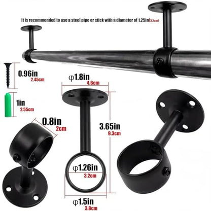 1-1/4 Inch 8 Packs Black Heavy Duty Stainless Steel Closet Rod End Supports Closet Pole Sockets Flange Rod Holder with Screws， Closet Rod Brackets (8 Packs 1-1/4 Inch clothes rod bracket) - color: 8 Packs 1-1/4 Inch clothes rod bracket