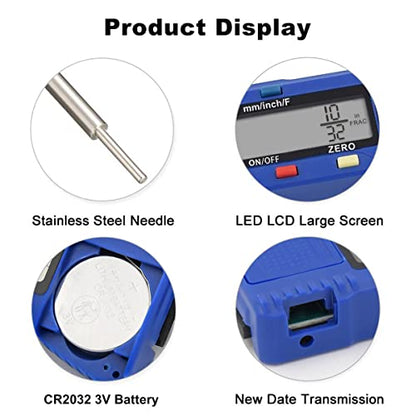 SAFELIFE Digital Tire Tread Depth Gauge, 3 Modes-Fractional Inch, Decimal Inch and Millimeter, Zeroable Tire Tread Depth Gauge for Motorcycles,Cars,Trucks,Vans,SUV Accurate Tyre Tread Depth Gauge - color: blue
