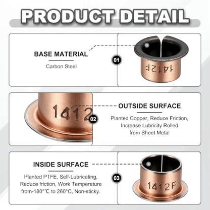 uxcell 40Pcs Flanged Sleeve Bearing, 14mm Bore x 16mm OD x 12mm Length - size: 14×16×12mm