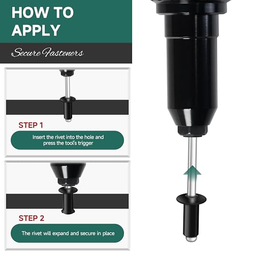 300 Pcs 1/8" x 1/2" Black Aluminum Blind Pro Rivets, 3.2 x 13mm Pop Rivets, Aluminum Grip and Steel Mandrel - color: Black, size: 1/8" x 1/2"