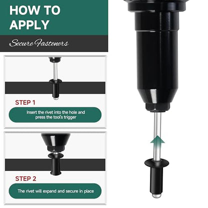 300 Pcs 1/8" x 1/2" Black Aluminum Blind Pro Rivets, 3.2 x 13mm Pop Rivets, Aluminum Grip and Steel Mandrel - color: Black, size: 1/8" x 1/2"
