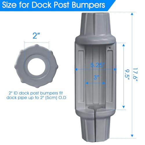 Dock Bumpers for Poles/Post, Boat Dock Bumpers Fenders - color: Gray-2pk, size: 17.6 Inch Length