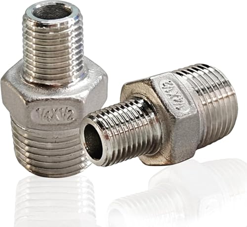 2pcs 1/2" x 1/4" NPT Male Pipe Fitting Reducer Nipple Adapter - color: 1/2"x 1/4"MNPT