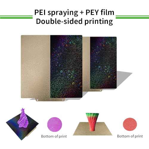 BORDSTRACT Double-Sided Build Plate, PEI Spray + PEY Film Spring Steel Flexible Plate 220x220mm Without Soft Magnetic Base for Most Models of 3D Printer Platforms - style: PEI spray + PEY film 220*220mm