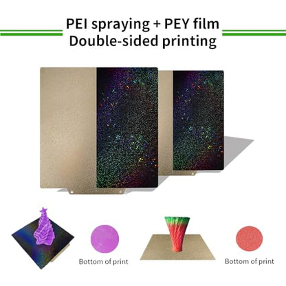 BORDSTRACT Double-Sided Build Plate, PEI Spray + PEY Film Spring Steel Flexible Plate 220x220mm Without Soft Magnetic Base for Most Models of 3D Printer Platforms - style: PEI spray + PEY film 220*220mm