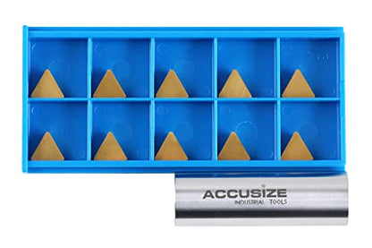 Accusize Industrial Tools TPG22 Wiper Carbide Inserts, TiN Coated, T-Shape, 10 Pcs/Box, 2127-1025x10 - size: TPG22 Wiper, T-Shape