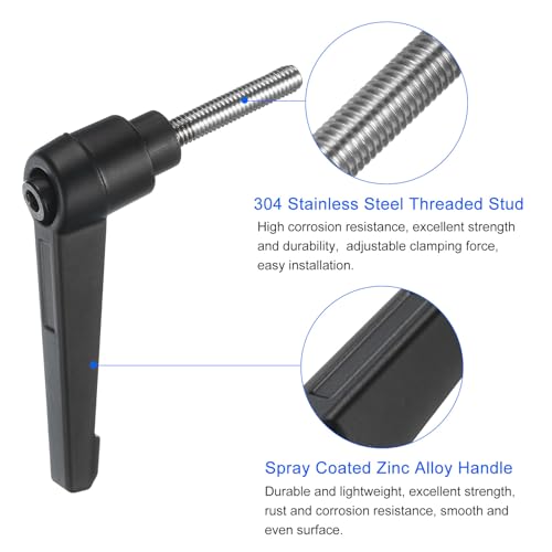 uxcell 4pcs Clamping Lever Handles, M5 x 25mm 304 Stainless Steel Threaded Male Stud, Adjustable Handles Locking Quick Release Ratchet Push Button Bolt Knobs, Black - size: M5 x 25mm