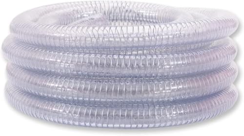 DAVCO 1/2" ID 50 ft Reinforced Vinyl Tubing Clear PVC Suction Vacuum Hose - size: 1/2"ID, style: 50 Feet