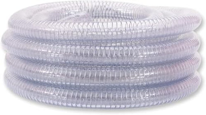 DAVCO 1/2" ID 50 ft Reinforced Vinyl Tubing Clear PVC Suction Vacuum Hose - size: 1/2"ID, style: 50 Feet