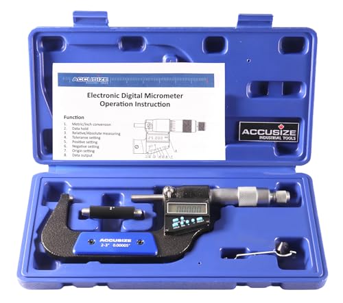 Accusize Industrial Tools 2-3''/50-75 mm by 0.00005''/0.001 mm 7-Key Electronic Digital Micrometer, Water Proof, Ac21-3022 - size: 2-3" / 50-75 mm