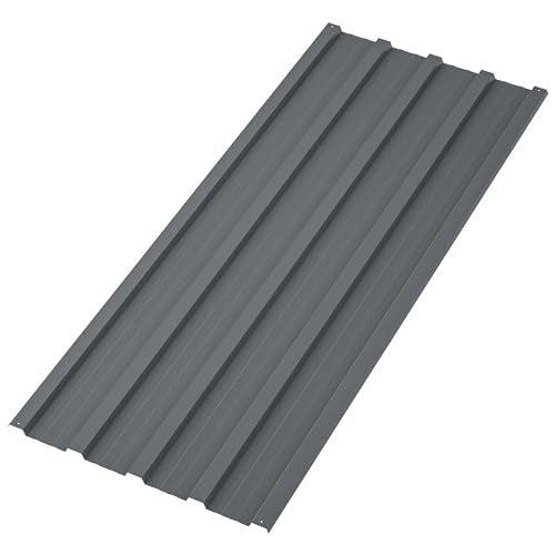 Metal Roofing Panels 20 Pcs 99 sq.ft Roof Panels Galvanized Steel with Screw Resistant,Versatile and Durable Suitable for Garages,Sheds, Stables and Mobile Homes Gray - color: Gray, size: 20pcs/L42.52"